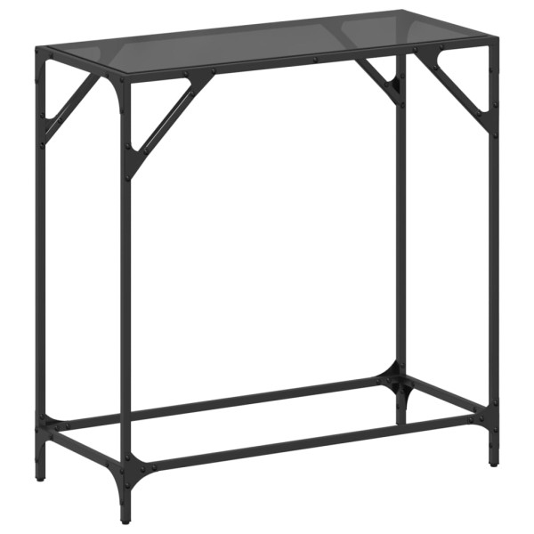 Mesa de console com aço de superfície de vidro preto 80x35x81 cm D