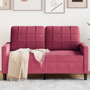 Sofá de 2 plazas de terciopelo rojo tinto 120 cm D