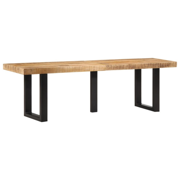 Banco de madera maciza de mango rugosa y acero 160 cm D