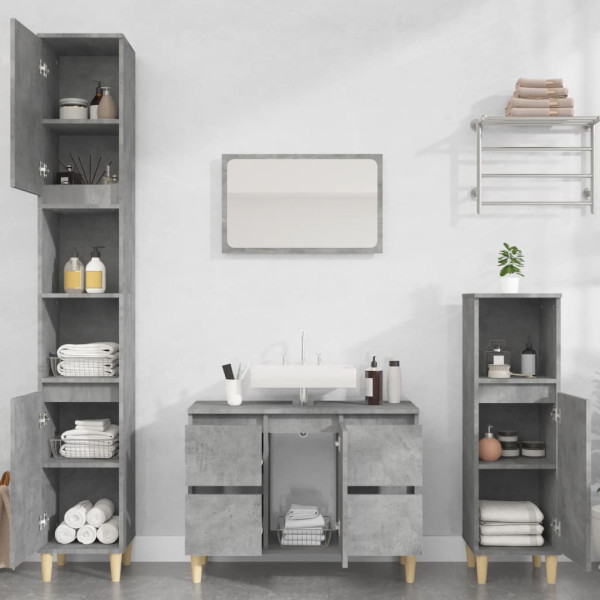 Set muebles de baño 2 piezas madera contrachapada gris hormigón D