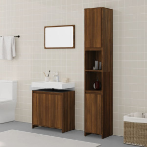 Set de muebles baño 3 pzas madera contrachapada roble marrón D