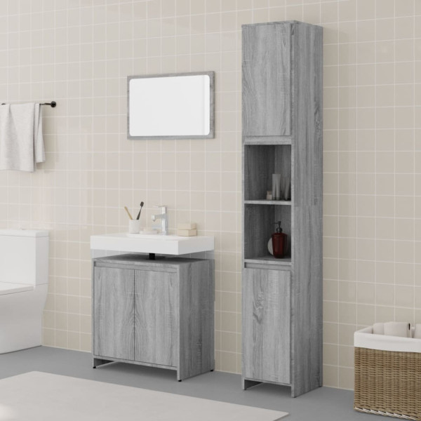 Set de muebles de baño 3 pzas madera contrachapada gris sonoma D