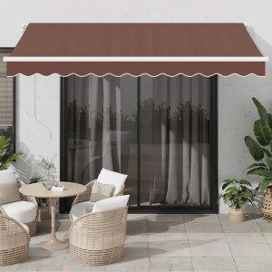 Toldo retrátil automático com luzes LED marrons 350x250 cm D