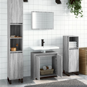 Set de muebles de baño 2 pzas madera contrachapada gris sonoma D