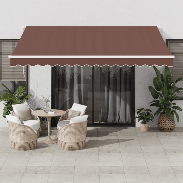 Toldo retráctil automático con luces LED marrón 400x300 cm D