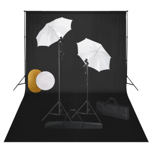 Kit estudio fotográfico lámparas sombrillas fondo y reflector D