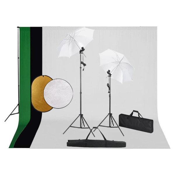 Kit lâmpadas de fotos de estúdio. parasols. fundo e reflector D