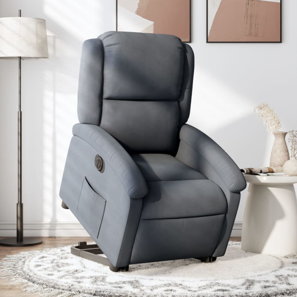 Sillón eléctrico reclinable elevable de terciopelo gris oscuro D