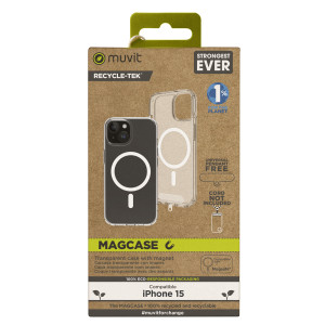 Capa muvit recycletek magsafe para apple iphone 15 transparente D