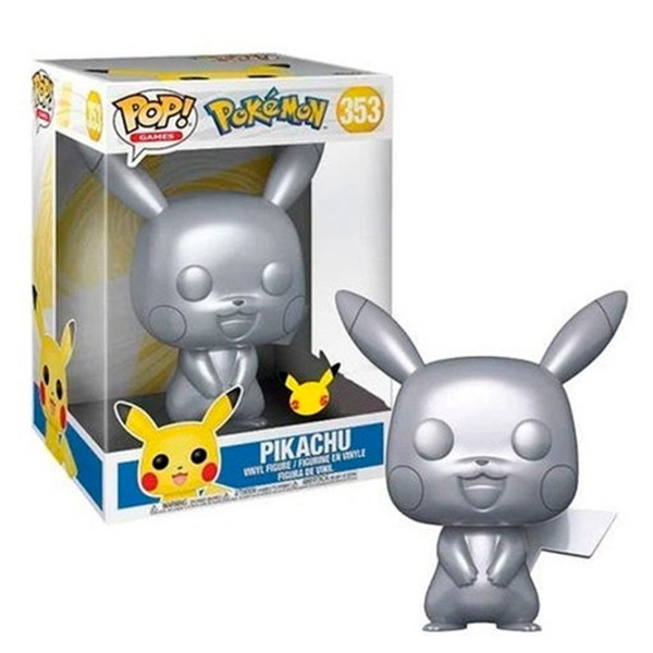 Funko pop jumbo pokemon s6 pikachu prata efeito metálico 10 polegadas especial exclusivo Edição 59873 D