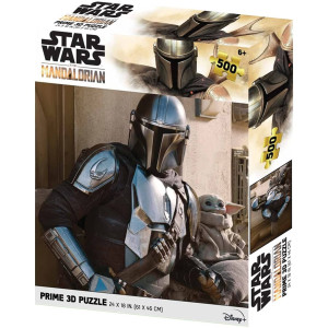 Puzle lenticular prime 3d 500 piezas the mandalorian el mandaloriano mando & grogu D