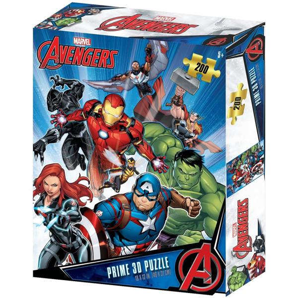 Quebra-cabeça lenticular 3D Prime com 200 peças, personagens dos Vingadores da Marvel D