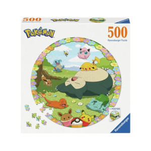 Quebra-cabeça redondo Pokémon Ravensburger 500 peças D