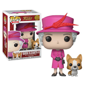 Funko pop personagem histórico queen elizabeth ii com cão D