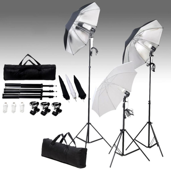 Kit de estudio fotografía con set de luces y fondo D