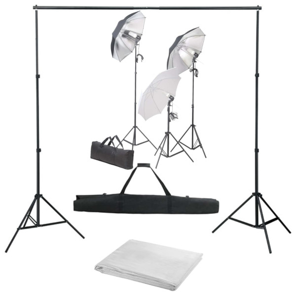 Kit de estúdio de fotografia com conjunto de luzes e fundo D