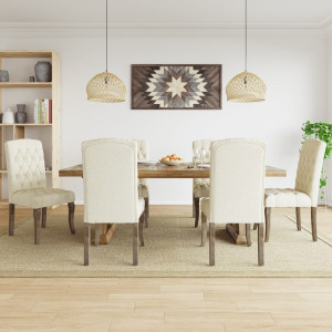 Sillas de comedor 6 unidades tela con apariencia de lino beige D