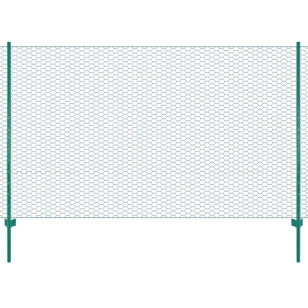 Cerca de malha de arame com postes de aço 25x1,5 m verde D