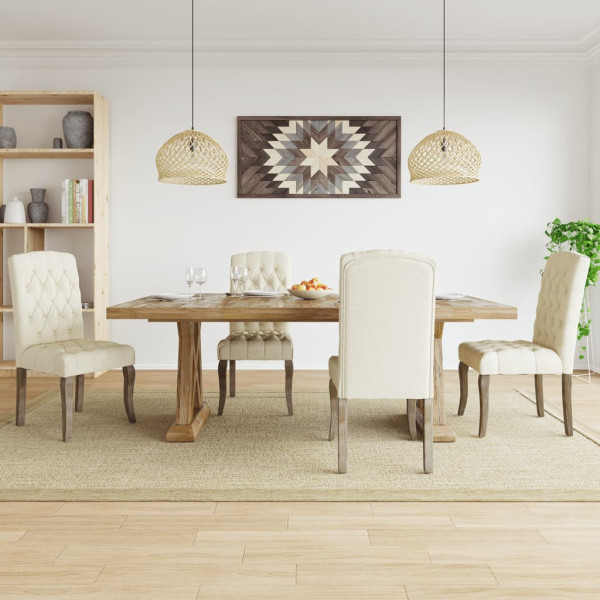 Sillas de comedor 4 unidades tela con apariencia de lino beige D