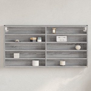 Vitrina de madera de ingeniería gris Sonoma 100x8.5x50 cm D