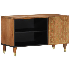 Mueble de TV madera maciza de mango 80x33x46 cm D