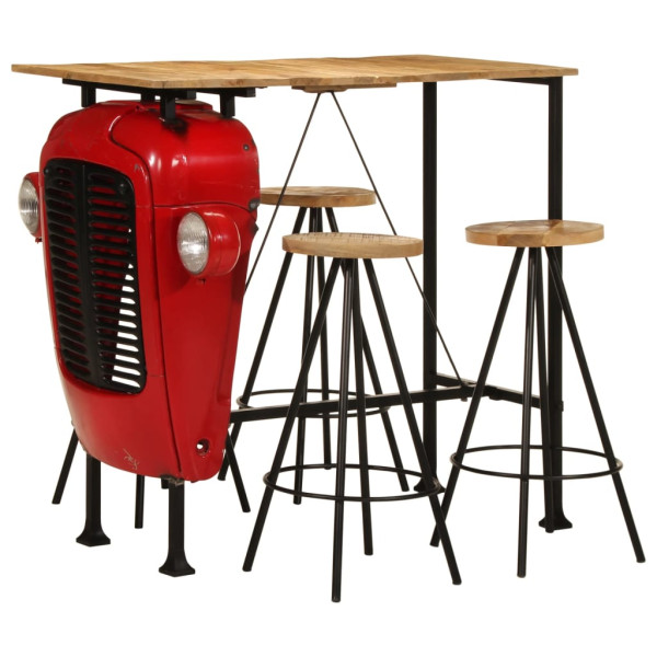 5 pcs conjunto de bar madeira de mangueira maciça D