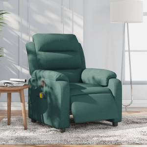 Sillón reclinable de masaje eléctrico tela verde oscuro D