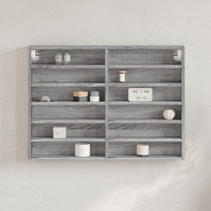 Vitrina de madera de ingeniería gris Sonoma 80x8.5x58 cm D