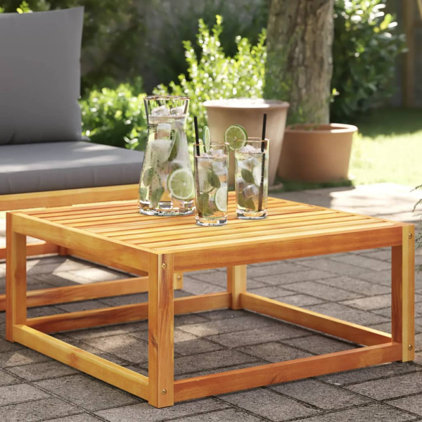 Mesa de jardín madera maciza de acacia 65x65x29 cm D