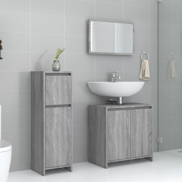 Set de muebles de baño 3 pzas madera contrachapada gris sonoma D