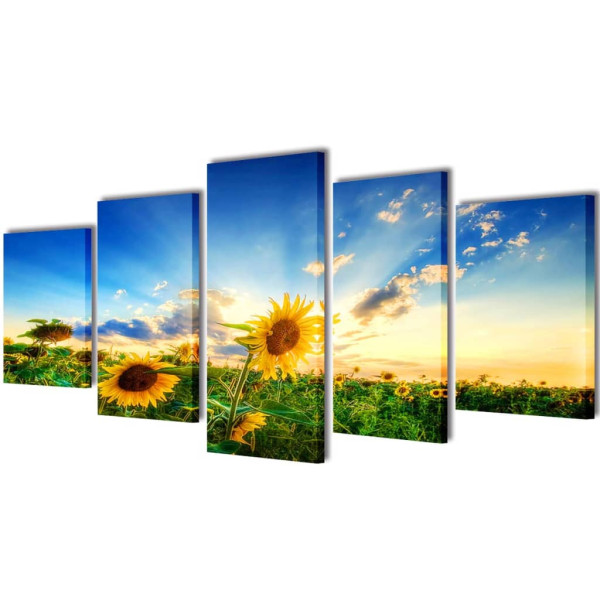 Set decorativo de lienzos para la pared modelo girasoles. 200 x 100 cm D