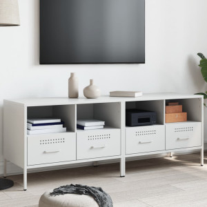 Muebles de TV 2 pzas acero laminado frío blanco 68x39x50.5 cm D