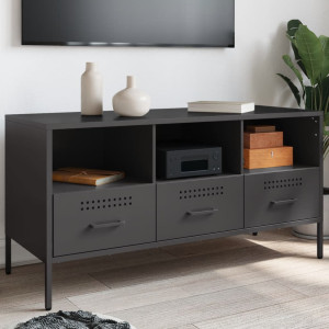 Mueble para TV acero laminado en frío negro 100.5x39x50.5 cm D