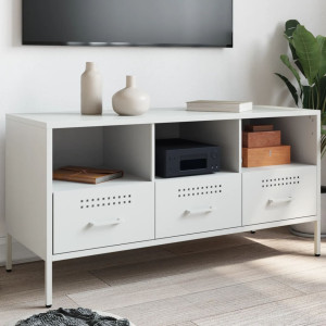 Mueble de TV acero laminado en frío blanco 100.5x39x50.5 cm D