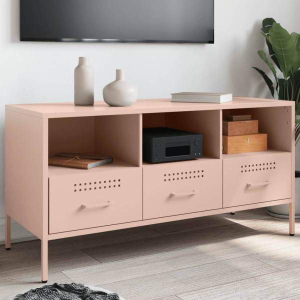 Mueble de TV acero laminado en frío rosa 100.5x39x50.5 cm D