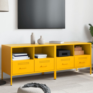 Muebles de TV 2 pzas acero laminado amarillo frío 68x39x50.5 cm D