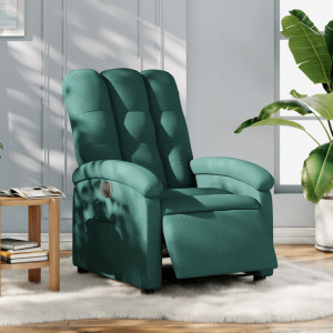 Sillón reclinable eléctrico tela verde oscuro D