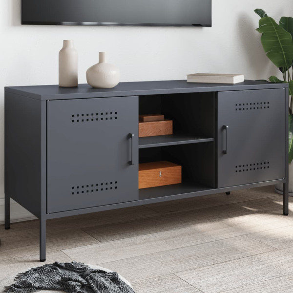 Mueble de TV de acero gris antracita 100.5x39x50.5 cm D