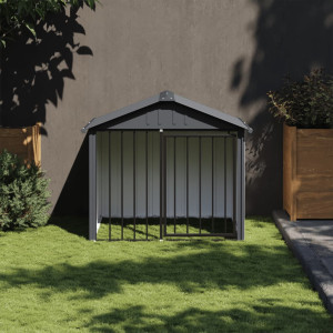 Caseta perros con tejado acero galvanizado negro 117x103x102 cm D