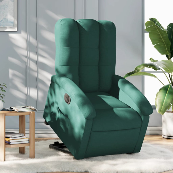 Sillón eléctrico reclinable elevable de tela verde oscuro D