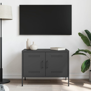 Mueble de TV acero negro 68x39x50.5 cm D