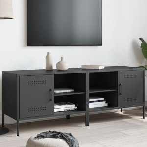 Móveis de TV 2 peças de aço preto 68x39x50.5 cm D