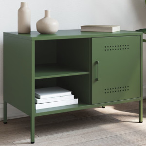 Mueble de TV de acero verde oliva 68x39x50.5 cm D