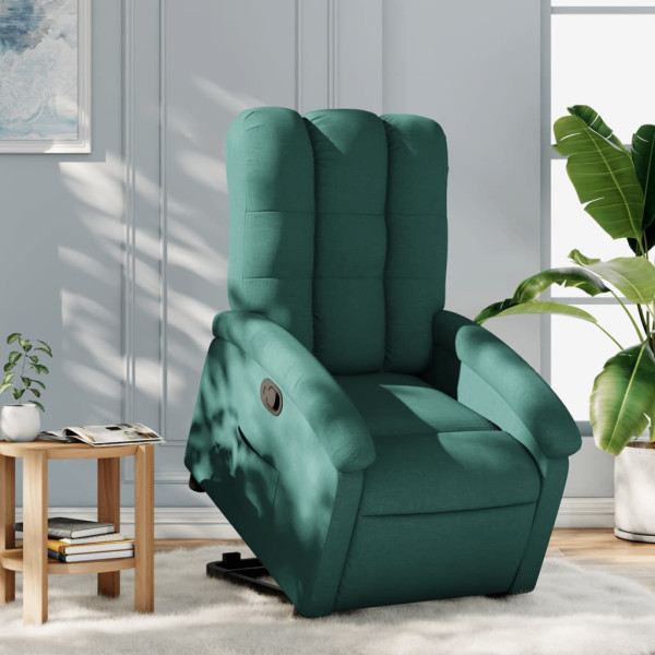 Sillón reclinable elevable tela verde oscuro D