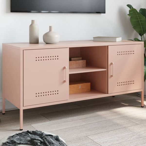 Mueble de TV de acero rosa 100.5x39x50.5 cm D