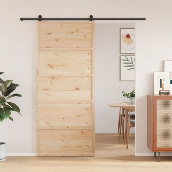 Puerta de granero madera maciza de pino 90x208 cm D