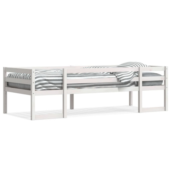 Estrutura de cama de crianças madeira pinheiro branco sólido 75x190 cm D