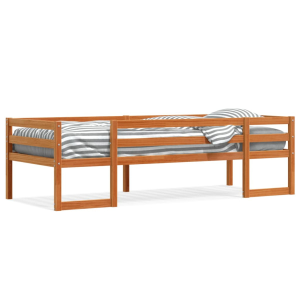 Estrutura de cama infantil madeira maciça pinheiro marrom 75x190 cm D