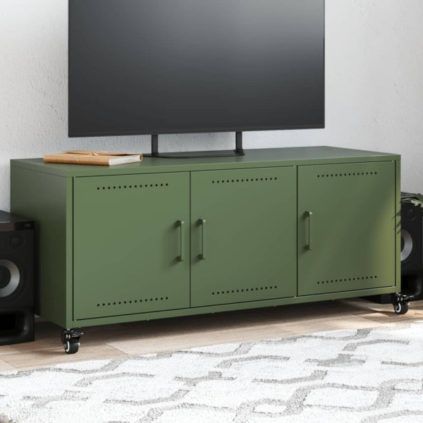 Mueble TV acero laminado en frío verde oliva 100.5x39x43.5 cm D