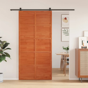 Puerta de granero madera maciza pino marrón miel 100x208 cm D